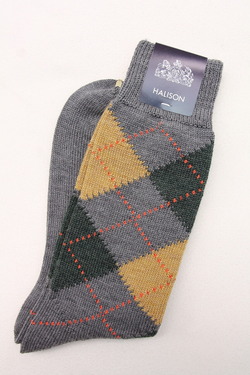 HALISON NZ Merino Argyle Socks 5 Diamond GREY (3)