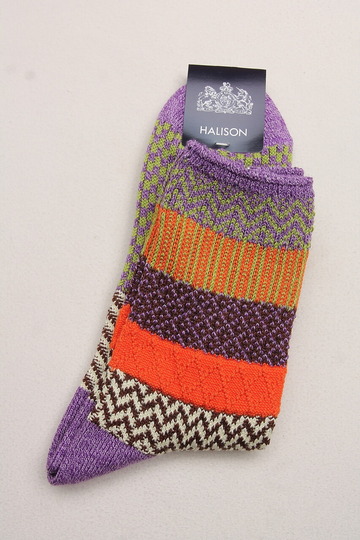 HALISON ”Multi Jacquard Short Socks PURPLE Mix” (2)