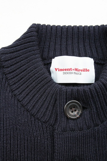 Vincent et Mireille Crew Neck Cardigan 8GG Aze NAVY (3)