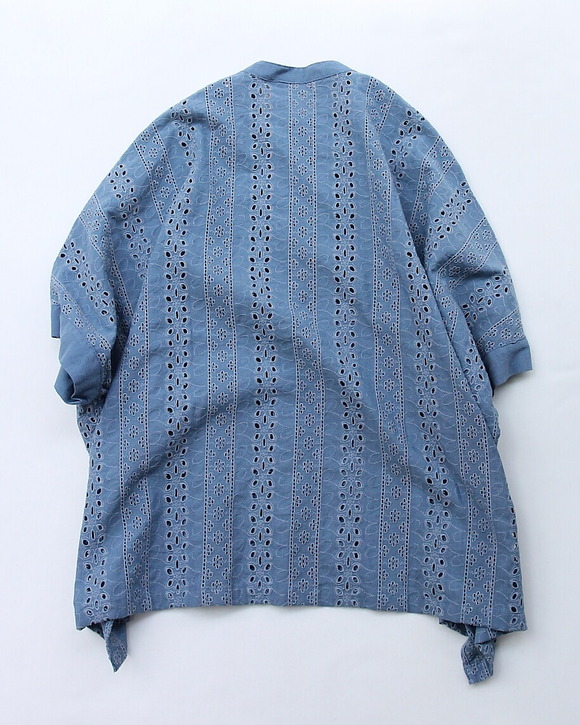 Vincent et Mireillie ”Sleeveless Blouse BLUE CHAMBREY (4)