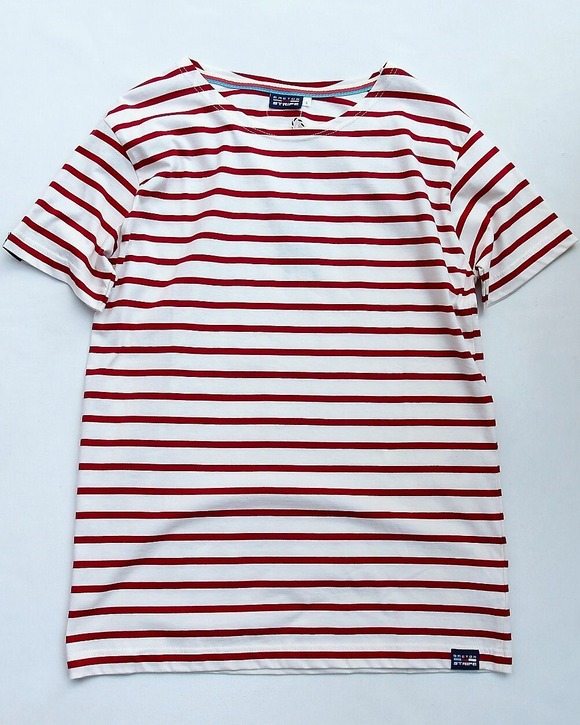 BRETON STRIPE ”A60 Unisex T Shirt NATURAL BORDEAUX” 250310