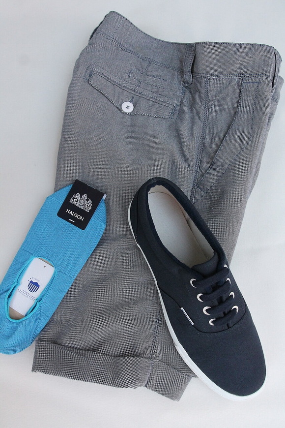 HALISON ”AMERICAN Sea Island Cotton Board Socks BLUE”