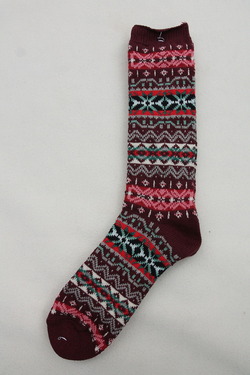 Anonymus ISM Cotton Fair Isle Crew WINE (2)