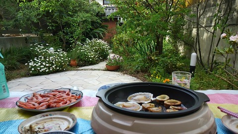 2016.05.05 デッキで海鮮焼き