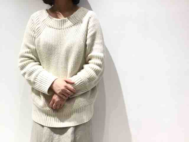 コットンアクリル方畦ニット リネンツイルフレアースカート Conges Payes