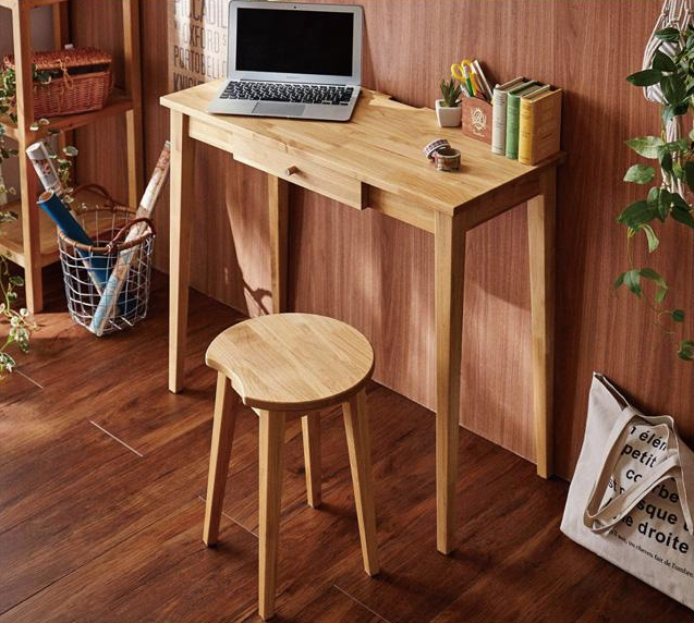 アルダー材のシンプルパソコンデスク ベルメゾン 天然木アルダー材で
