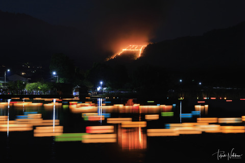 五山送り火の鳥居型と広沢池灯籠流し3