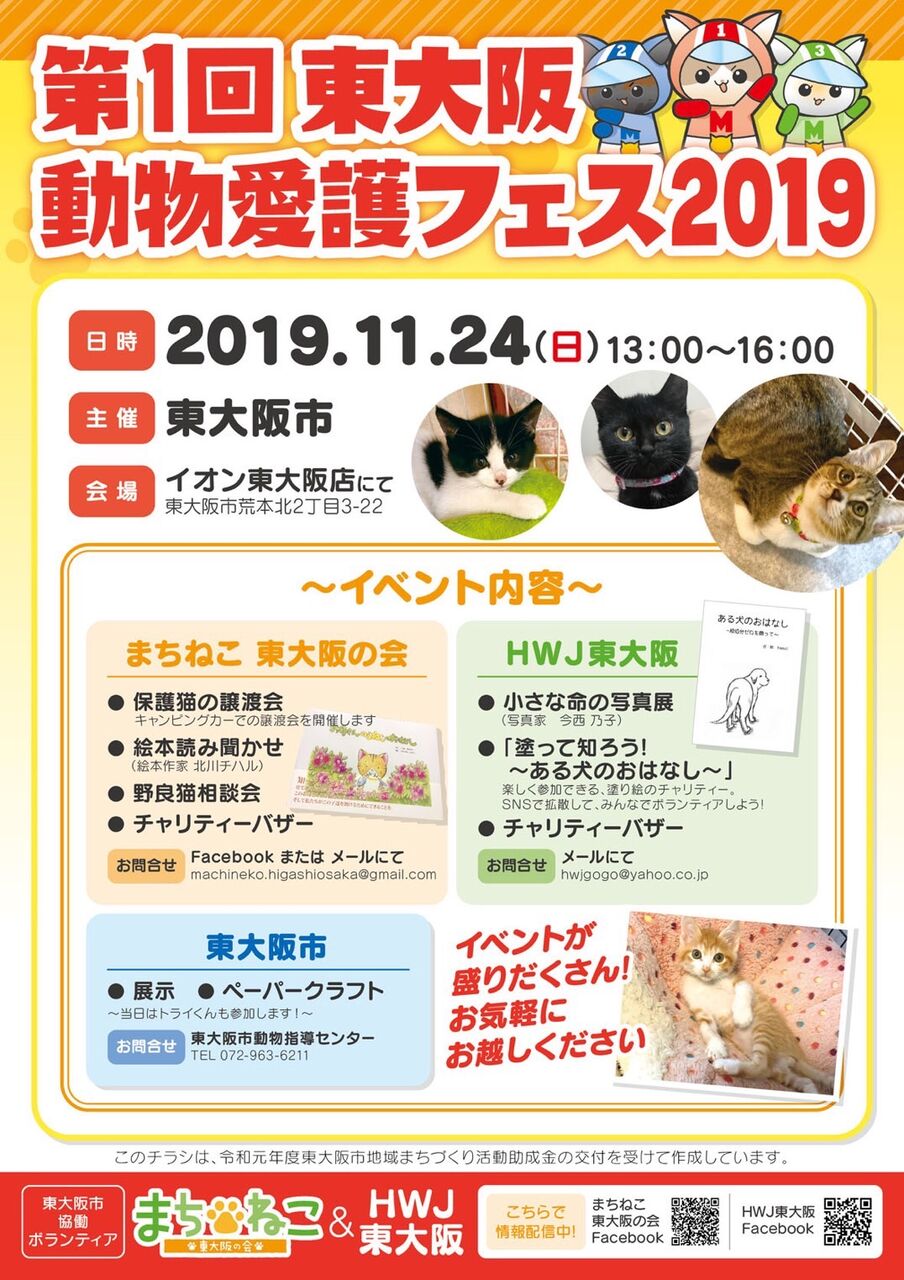 11月24日はイオン東大阪で猫のイベントです くーまと猫との日々