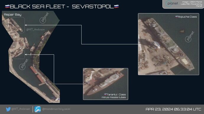 ロシア海軍の大型揚陸艦3隻がセヴァストポリ軍港で修理中！