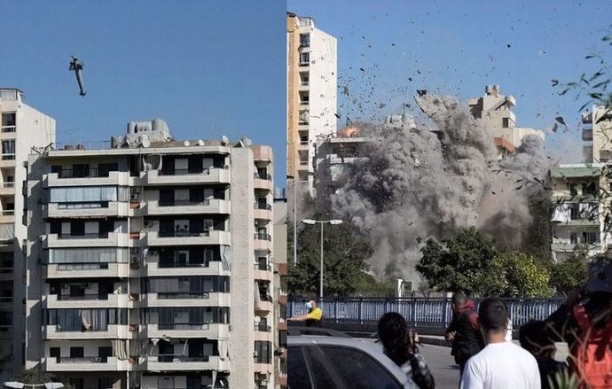 ミサイル1発でヒズボラマンションが崩壊、イスラエル軍がピンポイント空爆…ベイルート！