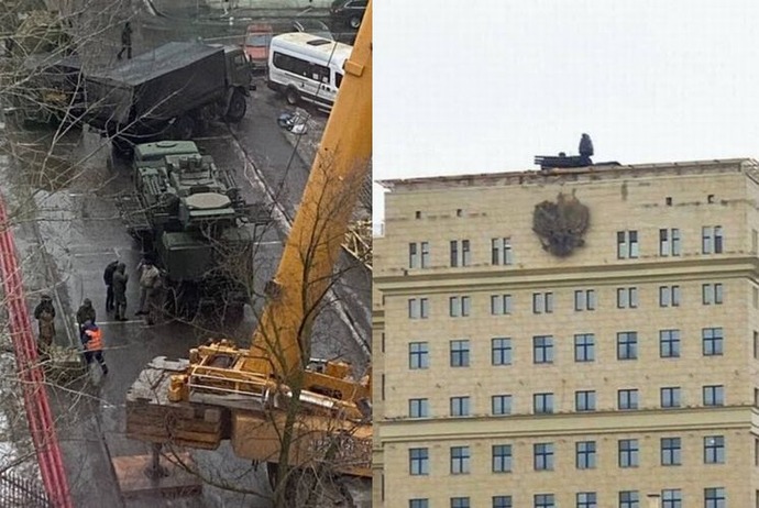 マジ？？ロシア軍がモスクワの国防省屋上に対空防御システム「パーンツィリS1」を配備！