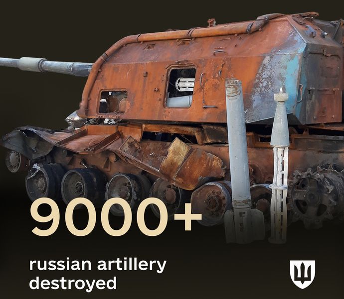 ロシア軍長距離砲61門に損害、ウクライナ戦争開始から9000門を突破！