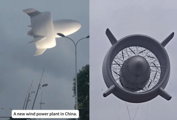 中国四川省の上空で確認された空中戦艦のような巨大な飛行物体…空中発電所と判明！
