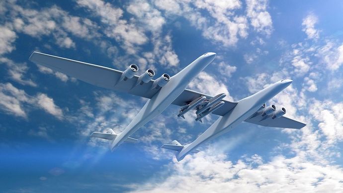 まるで双頭竜！「世界最大の怪鳥飛行機」が快挙…「空飛ぶロケット発射台」として開発
