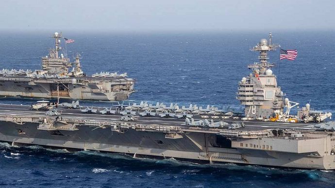 中東に向かう米海軍最新鋭空母「ジェラルド・R・フォード」艦内で汚水トラブルが発生！