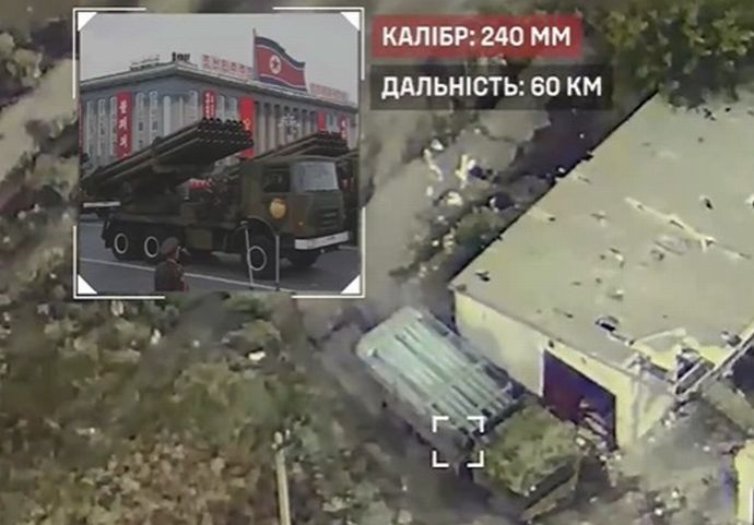 北朝鮮製の多連装ロケット砲をドローンで攻撃…誘導弾が爆発し運転席を貫通！