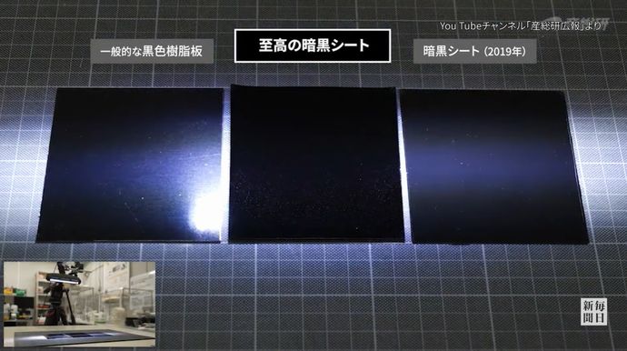 光を99.98％以上吸収する黒い新素材「至高の暗黒シート」を開発…ーザーポインター光も消える！