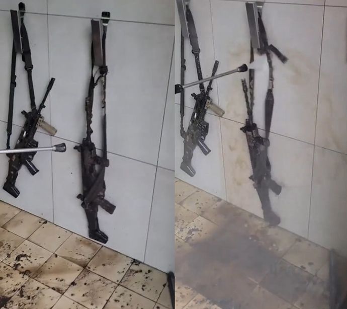 数日の戦いで泥まみれになったライフルの清掃…銃器ってこれで動かなきゃ駄目なんだな！