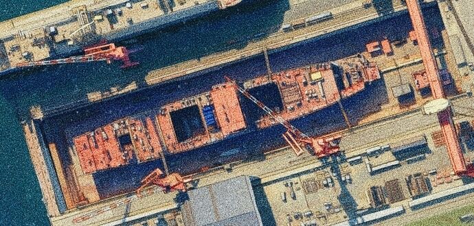 中国の大連造船所では原子力空母(004型)と推測されている船体の建造が進む！