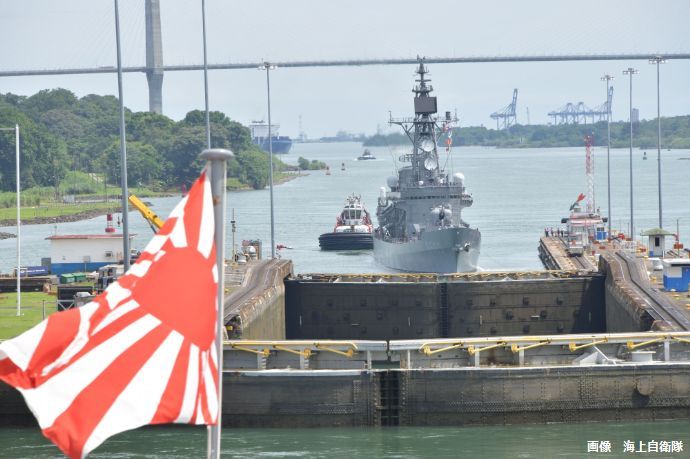 海自練習艦隊が南米からパナマ運河を通行し米サンディエゴへ！