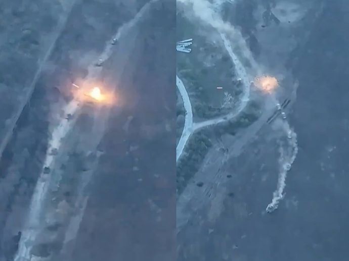 もしかして待望の戦車砲撃戦？…ウクライナ軍第54機械化旅団のロシア軍部隊撃退映像！