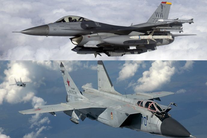 ワイルドウィーゼル任務にF-16戦闘機投入してきたら、ロシアはMiG-31BMとかで対処するだろうな！
