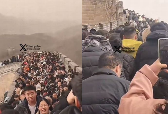 春節で賑わう中国の世界遺産「万里の長城」…大混雑の地獄絵図！