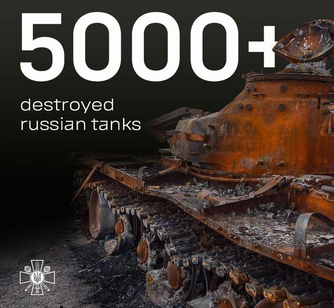 ウクライナ侵攻中に破壊されたロシア軍戦車が5000両を突破…砲兵システムは7000門！