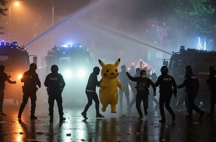 トルコ反体制デモでピカチュウが警官隊から逃げ惑う…SNSで世界中に拡散！