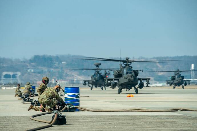 在韓米軍航空支援大隊、複数の前方給油拠点を設置しヘリ部隊の燃料補給！