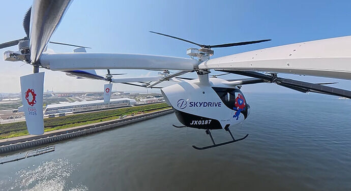 国産の空飛ぶクルマ「SKYDRIVE」機体搭載カメラの映像を初公開…万博で海上デモフライトを披露！