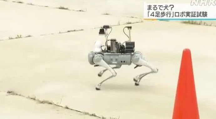 4足歩行型ロボット(中国の既製品を改修)のデモンストレーション…報道陣に公開！