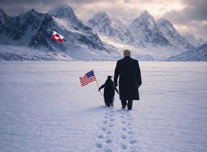 「グリーンランドでペンギンと並んで歩くトランプ大統領」のX画像に世界から総ツッコミ！