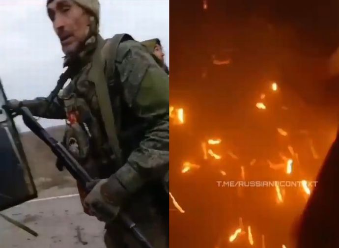 ウクライナ軍の無人特攻機攻撃を喰らったロシア軍歩兵の車内映像！