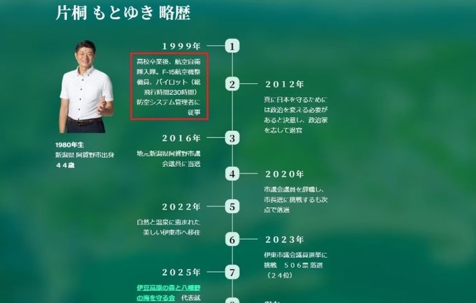 空自出身で「パイロット」と記載、田久保派市議に経歴詐称疑惑！