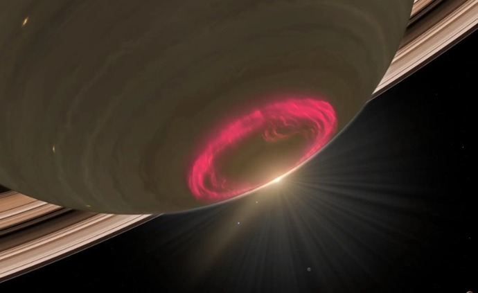 土星の北極に謎の暗い点群、地球2個分の六角形嵐に正体不明の暗いビーズが浮上！