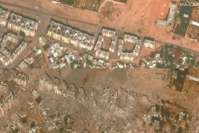 イスラエル軍の攻撃でガザ北部の建物が粉々、街並みが壊滅…衛星画像で確認！
