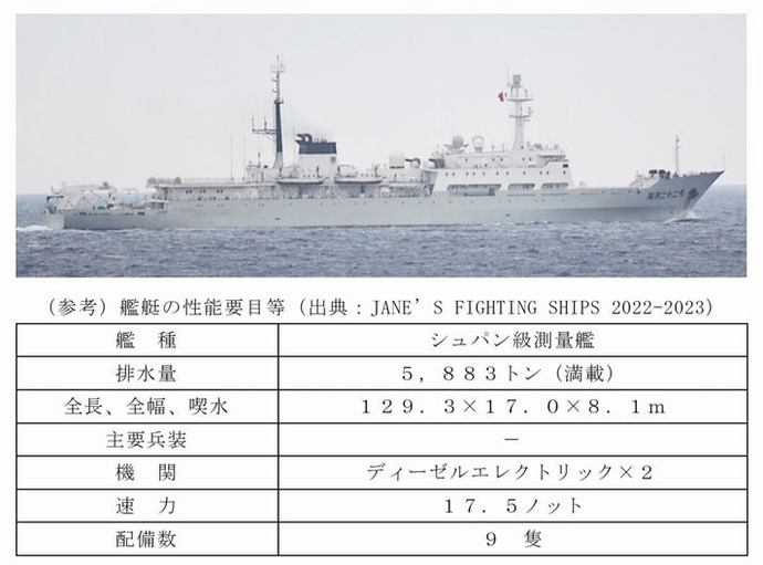 中国海軍のシュパン級測量艦が鹿児島沖で日本の領海に侵入…海自護衛艦や哨戒機が警戒監視！