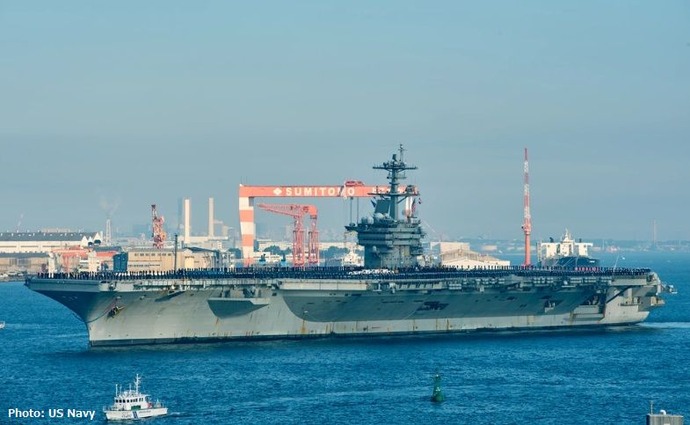 米原子力空母ジョージ・ワシントン、横須賀基地に再配備…最新鋭戦闘機F-35Cを14機程度搭載！