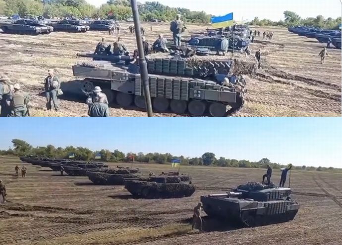 コンタークト盛り盛りのレオパルド2A4戦車がズラリ…ウクライナ軍第33機械化旅団！