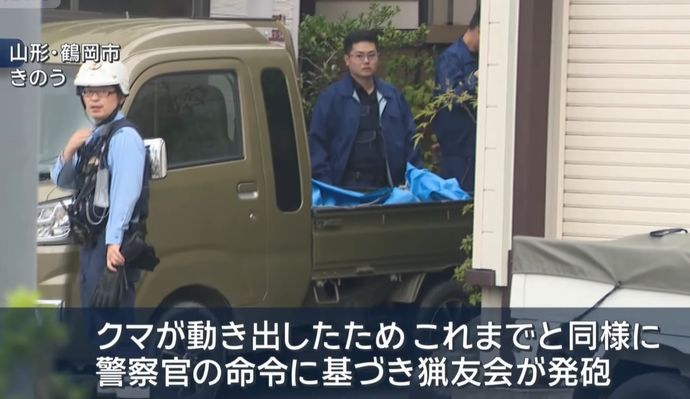 市が「緊急銃猟」の許可、現場通達中にクマ動き現場判断で警察が発砲許可、猟友会が銃使用！