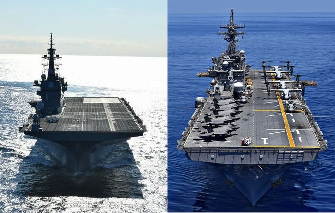 軽空母化した護衛艦「かが」、アメリカ級強襲揚陸艦と全然似てないな！