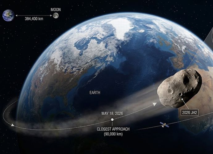 発見からわずか8日の小惑星、地球に接近…スクールバス1台から2台分ほどの大きさ！