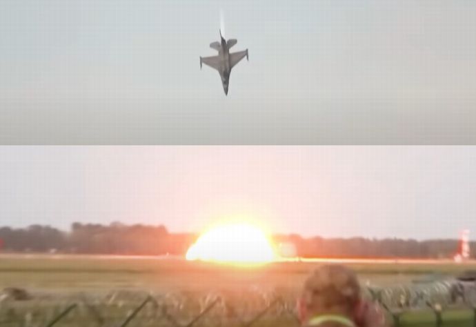 航空ショーのリハーサル中にF-16戦闘機が墜落、パイロットが死亡…ポーランド！