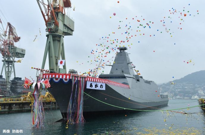 海自の最新護衛艦「あがの」が進水、もがみ型6番艦…艦名は阿賀野川に由来！