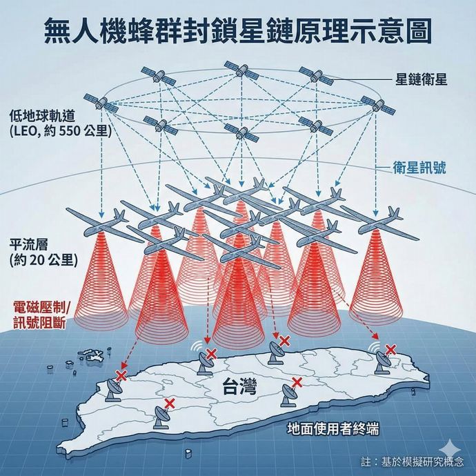 中国軍による米衛星インターネット「スターリンク」の妨害模式図！