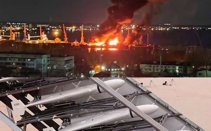 大爆発のロシア海軍揚陸艦、イラン製の自爆ドローン「シャヘド」を積んでいた可能性！