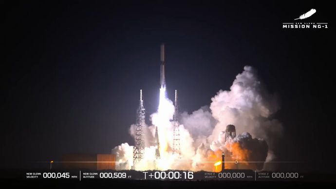 ベゾス氏の宇宙企業ブルー・オリジン、大型ロケット「ニューグレン」打ち上げ成功…ブースター回収は失敗！