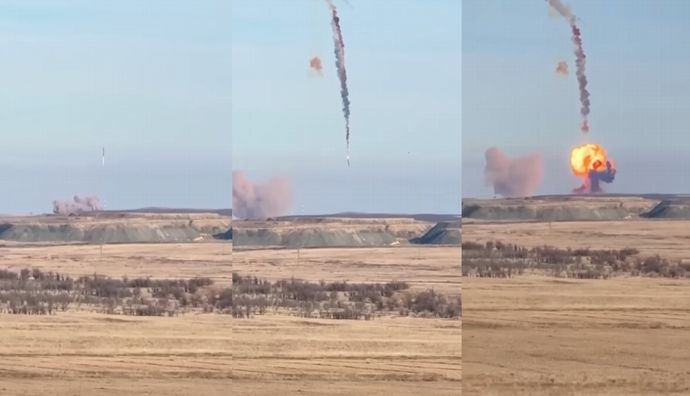 ロシアの大陸間弾道ミサイル「RS-28 サルマト」が発射直後に爆発して墜落…ヤースヌイ試験場！