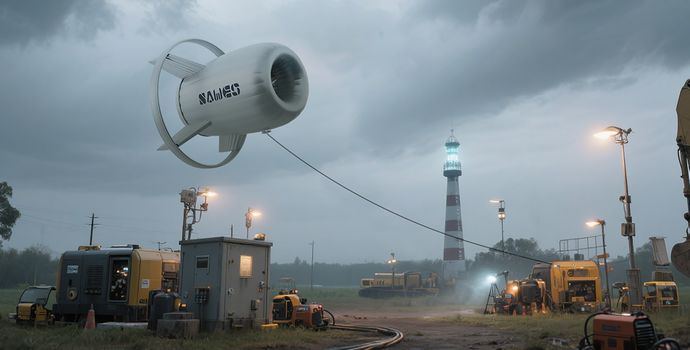 世界初、空に浮かぶ飛行船による風力発電！